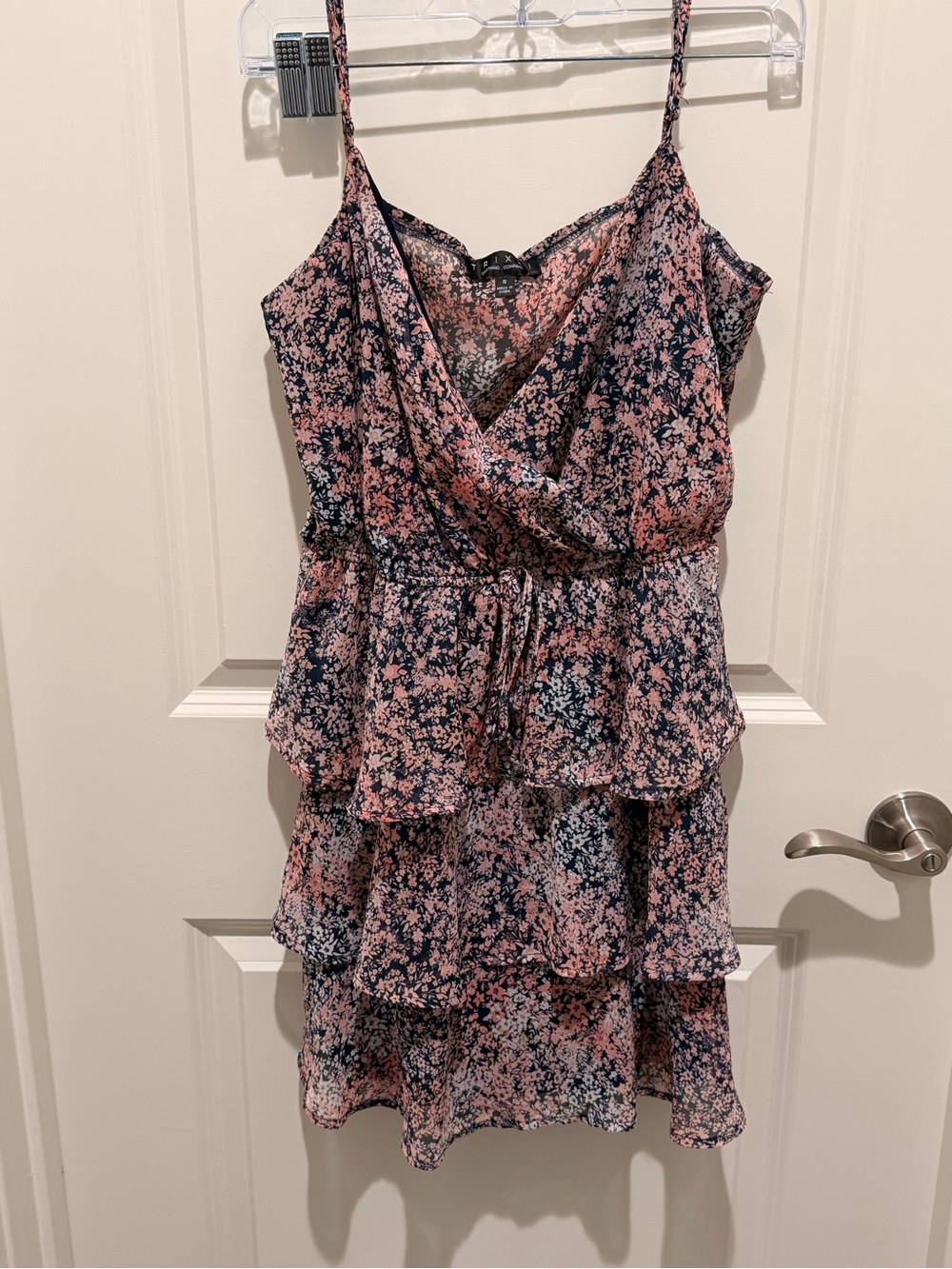 Matix Clothing Company Pink Floral Tiered Spaghetti-Strap Mini Dress